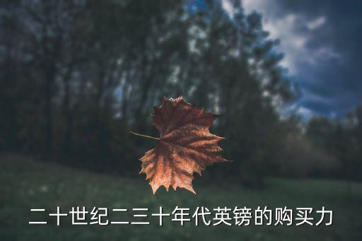 二十世紀(jì)二三十年代英鎊的購買力