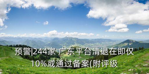 預(yù)警|244家 廣東平臺清退在即僅10%或通過備案(附評級