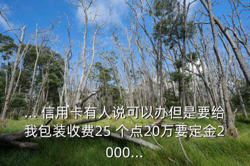 ... 信用卡有人說(shuō)可以辦但是要給我包裝收費(fèi)25 個(gè)點(diǎn)20萬(wàn)要定金2000...