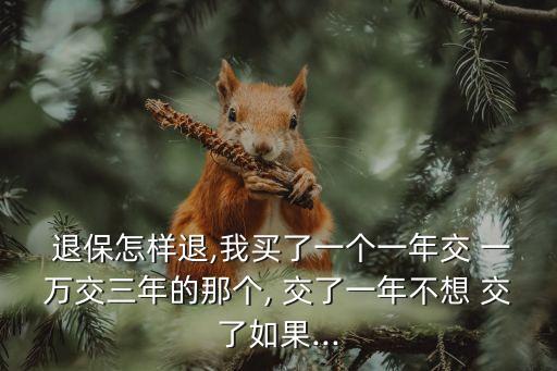  退保怎樣退,我買(mǎi)了一個(gè)一年交 一萬(wàn)交三年的那個(gè), 交了一年不想 交了如果...