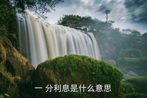 一 分利息是什么意思