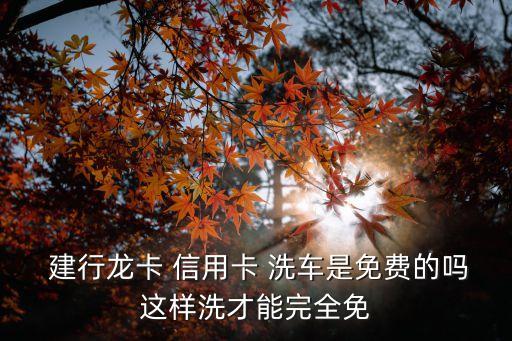  建行龍卡 信用卡 洗車(chē)是免費(fèi)的嗎這樣洗才能完全免