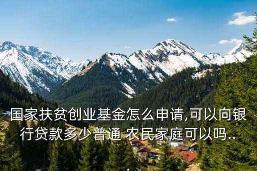 國(guó)家扶貧創(chuàng)業(yè)基金怎么申請(qǐng),可以向銀行貸款多少普通 農(nóng)民家庭可以嗎...