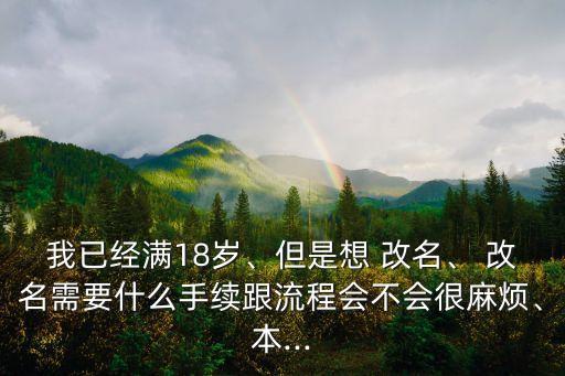 我已經(jīng)滿18歲、但是想 改名、 改名需要什么手續(xù)跟流程會不會很麻煩、本...