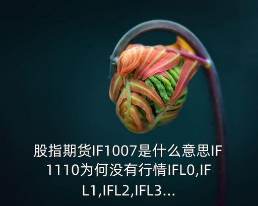 股指期貨IF1007是什么意思IF1110為何沒有行情IFL0,IFL1,IFL2,IFL3...