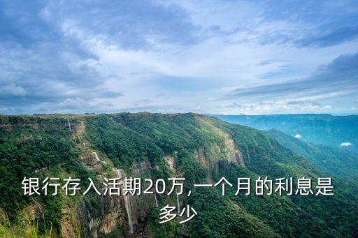 銀行存入活期20萬,一個月的利息是多少