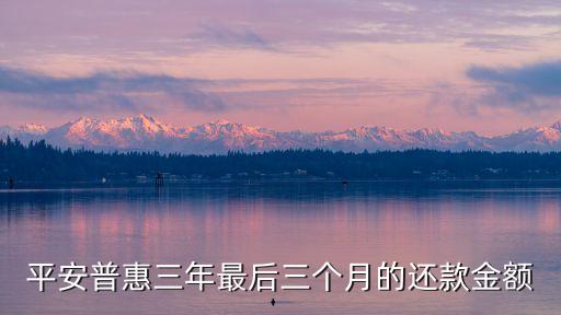 平安普惠三年最后三個月的還款金額