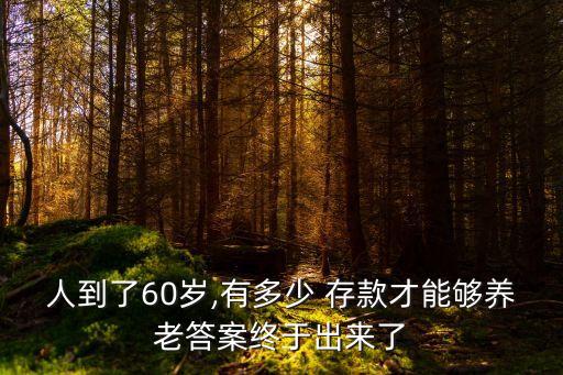 人到了60歲,有多少 存款才能夠養(yǎng)老答案終于出來了