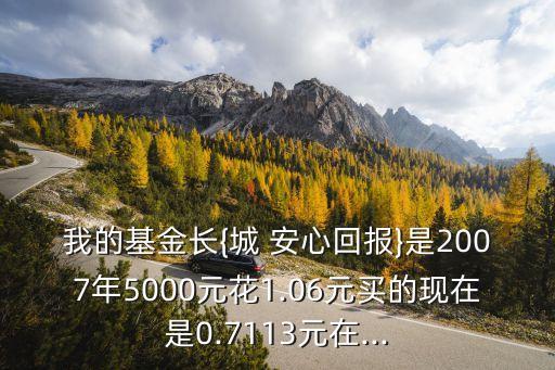 我的基金長{城 安心回報}是2007年5000元花1.06元買的現(xiàn)在是0.7113元在...