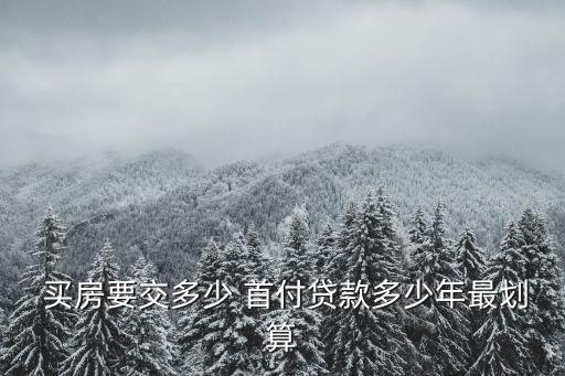  買房要交多少 首付貸款多少年最劃算