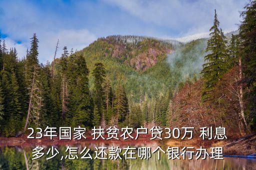 23年國家 扶貧農(nóng)戶貸30萬 利息多少,怎么還款在哪個銀行辦理