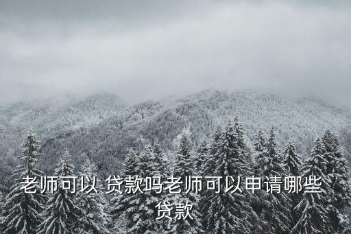 老師可以 貸款嗎老師可以申請(qǐng)哪些 貸款