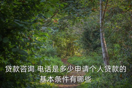 貸款咨詢 電話是多少申請(qǐng)個(gè)人貸款的基本條件有哪些