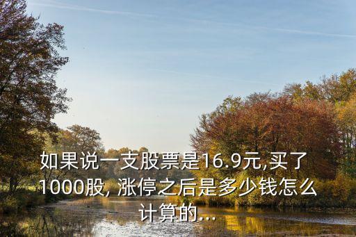 如果說一支股票是16.9元,買了 1000股, 漲停之后是多少錢怎么計算的...