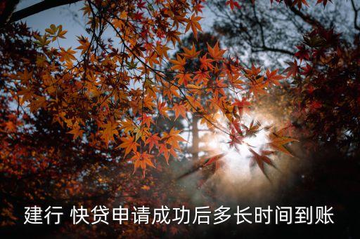 建行 快貸申請成功后多長時(shí)間到賬
