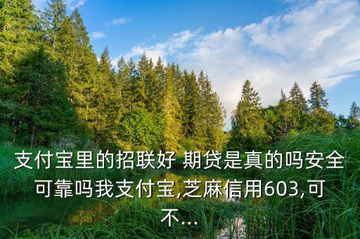支付寶里的招聯(lián)好 期貸是真的嗎安全可靠嗎我支付寶,芝麻信用603,可不...