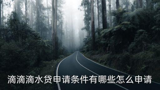 滴滴滴水貸申請條件有哪些怎么申請