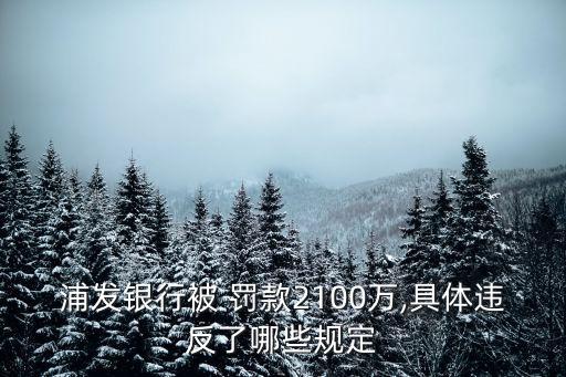 浦發(fā)銀行被 罰款2100萬(wàn),具體違反了哪些規(guī)定