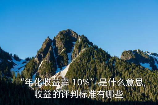“年化收益率 10%”是什么意思,收益的評(píng)判標(biāo)準(zhǔn)有哪些
