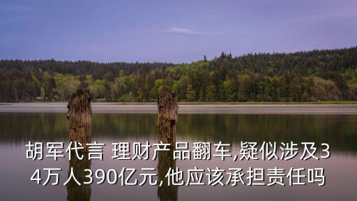 胡軍代言 理財(cái)產(chǎn)品翻車,疑似涉及34萬(wàn)人390億元,他應(yīng)該承擔(dān)責(zé)任嗎