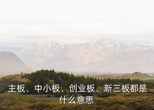  主板、中小板、創(chuàng)業(yè)板、新三板都是什么意思