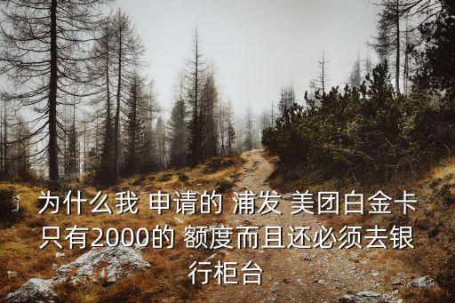 為什么我 申請(qǐng)的 浦發(fā) 美團(tuán)白金卡只有2000的 額度而且還必須去銀行柜臺(tái)