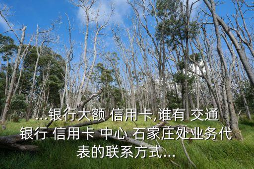 ...銀行大額 信用卡,誰(shuí)有 交通銀行 信用卡 中心 石家莊處業(yè)務(wù)代表的聯(lián)系方式...