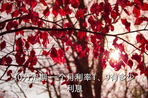 30萬(wàn)定期 一個(gè)月利率1、9有多少 利息