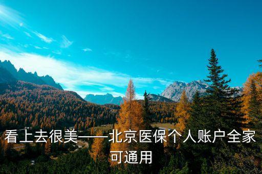 看上去很美——北京醫(yī)保個人賬戶全家可通用