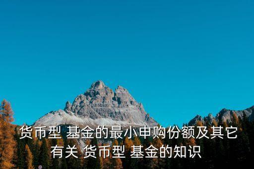 貨幣基金最少買多少