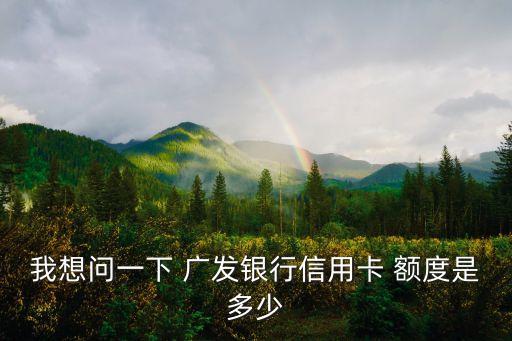 我想問一下 廣發(fā)銀行信用卡 額度是多少