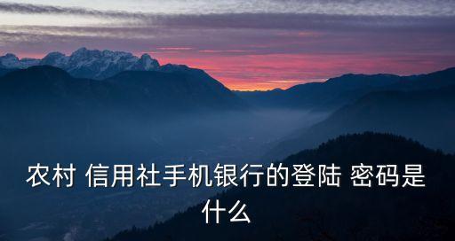農(nóng)村 信用社手機(jī)銀行的登陸 密碼是什么