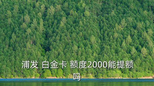  浦發(fā) 白金卡 額度2000能提額嗎