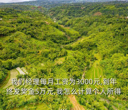 我們經(jīng)理每月工資為3000元,到年終發(fā)獎金5萬元,我怎么計算個人所得...