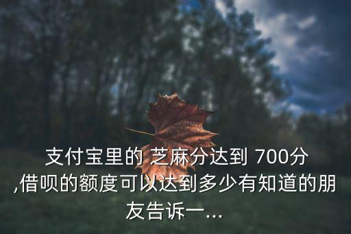  支付寶里的 芝麻分達到 700分,借唄的額度可以達到多少有知道的朋友告訴一...