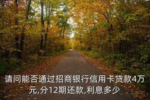 請(qǐng)問能否通過招商銀行信用卡貸款4萬(wàn)元,分12期還款,利息多少