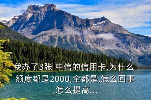 我辦了3張 中信的信用卡,為什么 額度都是2000,全都是,怎么回事,怎么提高...