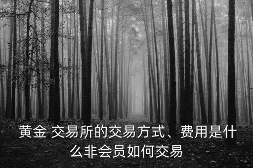 黃金 交易所的交易方式、費用是什么非會員如何交易