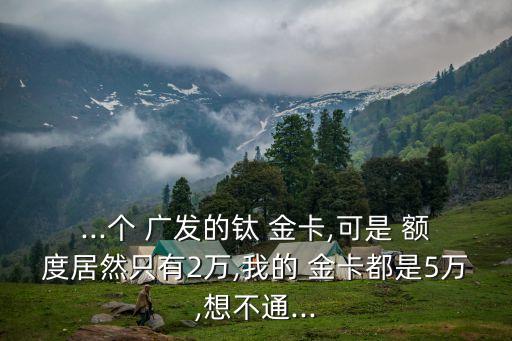 ...個 廣發(fā)的鈦 金卡,可是 額度居然只有2萬,我的 金卡都是5萬,想不通...