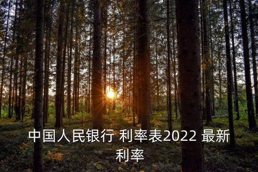 中國人民銀行 利率表2022 最新 利率