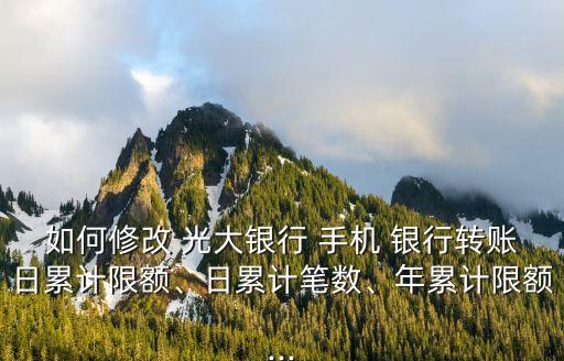 如何修改 光大銀行 手機(jī) 銀行轉(zhuǎn)賬日累計(jì)限額、日累計(jì)筆數(shù)、年累計(jì)限額...