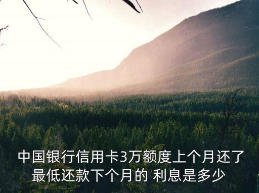  中國銀行信用卡3萬額度上個月還了最低還款下個月的 利息是多少