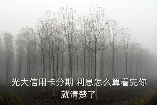 光大信用卡分期 利息怎么算看完你就清楚了