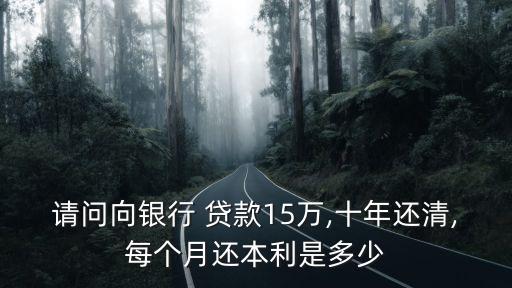 請問向銀行 貸款15萬,十年還清,每個月還本利是多少