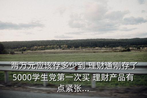  兩萬元應(yīng)該存多少到 理財通剛存了5000學(xué)生黨第一次買 理財產(chǎn)品有點緊張...