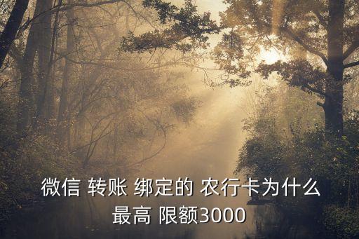  微信 轉(zhuǎn)賬 綁定的 農(nóng)行卡為什么最高 限額3000