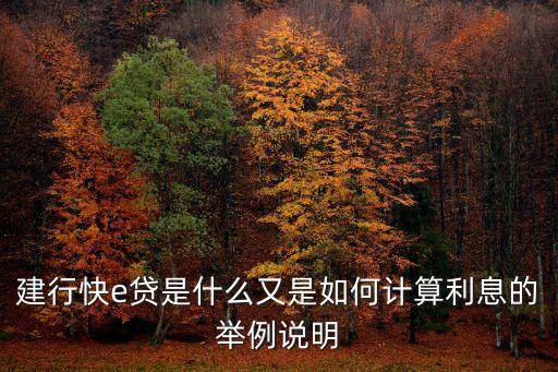 建行快e貸是什么又是如何計(jì)算利息的舉例說(shuō)明