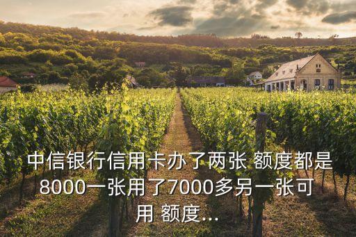  中信銀行信用卡辦了兩張 額度都是8000一張用了7000多另一張可用 額度...