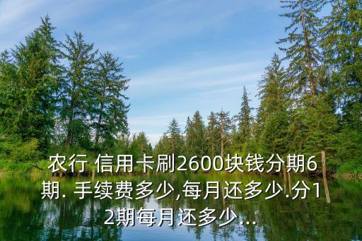 農(nóng)行信用卡分6期手續(xù)費是多少錢,農(nóng)行pos機刷信用卡手續(xù)費怎么算