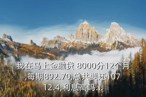 我在馬上金融貸 8000分12個月,每期892.70,總共要還10712.4,利息高嗎...
